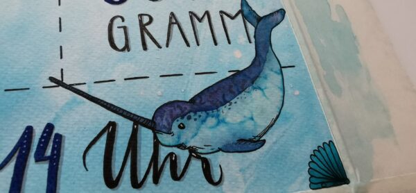 Handgemaltes und gelettertes Aquarell Geburtsbild mit Wunschmotiv – Bild 2